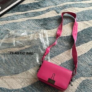 Authentic Off White Pink Binder Clip Bag